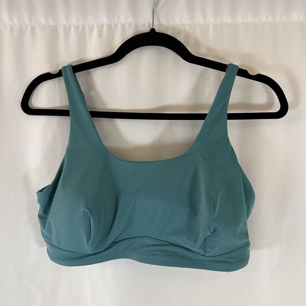 New Yitty Swim Square Neck Bikini Top Women's Large Green Stretch Adjustable